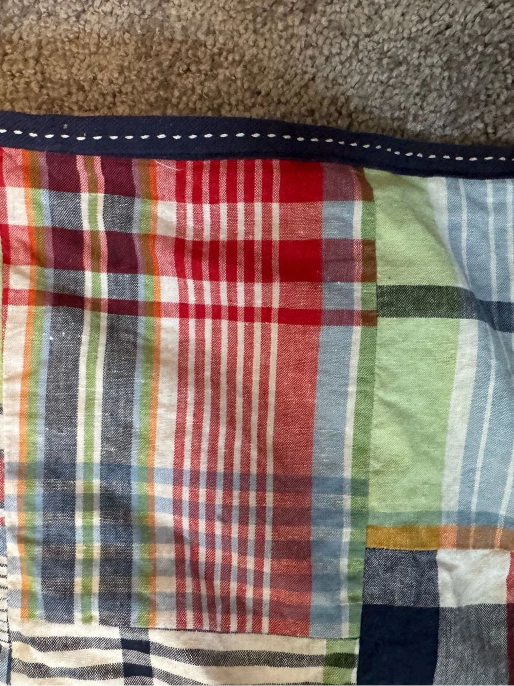 Pottery Barn Patchwork Madras Black Out Panel 44x84 Cotton Fabric Americana